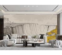 Papel Pintado Pintado A Mano Arte Nostálgico Montaña Agua Que Fluye Cascada Paisaje Pintura TV Sofá Sala De Estar Fondo Pared Restaurante Dormitorio Estudio Sala Mural,3D,400x280cm