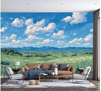 Papel Pintado Pintura Al Óleo Efecto 3D Paisaje Llanuras Montañas Cielo Salón Dormitorio - Fotomurales Pared Tela de Seda Decorativos Murales Fotográfico de Paredes (400Anx280Al cm)