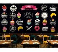 Papel Pintado Pizarra Pintado A Mano Color Graffiti Simple Comida Rápida Tienda De Postres Té De La Tarde Cafetería Fondo Mural Restaurante Occidental Papel Pintado,3D,400x280cm