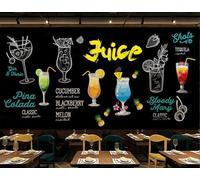 Papel Pintado Pizarra Pintado A Mano Jugo De Verano Carta Cartel Té De La Tarde Tienda De Bebidas Fondo Pared Restaurante Occidental Papel Tapiz Café Mural,3D,350x245cm