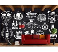 Papel Pintado Pizarra Retro Copa De Vino Pintada A Mano Música Personalizada Bar Té De La Tarde Aperitivos Bebidas Fondo Pared Restaurante Occidental Papel Pintado Café Mural,3D,200x140cm