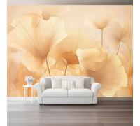 Papel Pintado Plantanaranja Hojas De Ginkgo Ramas 3D Panorámico No Tejido - Fotomurales Decorativos Para Salón Dormitorio Y Oficina - Diseño Moderno Pared Del Hogar