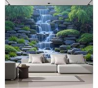 Papel Pintado Plantas Cascadas De Jardín 350x256cm Fotomurales Seda Naturalismo, Realismo Papel Tapiz Grande Murales Fotográfico Moderno Decoración De Paredes, Verdor