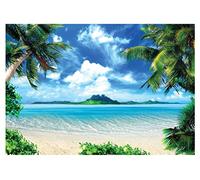 Papel Pintado Playa y Mar Palmeras Efecto 3D Paisaje Caribe - Incluye Pegamento - Fotomurales Pared Tejido No Tejido Decorativos Murales Fotográfico XXL Moderno Decoración de Paredes (368x254 cm)