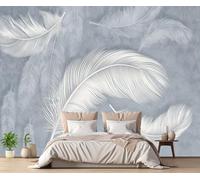 Papel Pintado Plumas A Rayas Blancas Fotomurales Decorativos Pared 3D Papel Tapiz Paredes Murales Wallpaper -MW253441-350cmx256cm