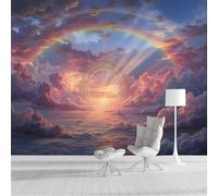 Papel Pintado Púrpura rosado - Papel Pintado Panorámico 350x256cm, Tema de ensueño Un arcoíris se extiende por el cielo Mural Decoración Del Hogar Para Sala dormitorio comedor oficina