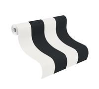 Papel Pintado Rayas Rollos Negro/Blanco - Rasch 286694 Nuevo