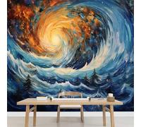 Papel pintado Remolino Mural de pared grande autoadhesivo Ola Azul Pegatina de pared para sala de estar dormitorio fondo de TV y sofá habitaciones infantiles