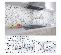 Papel pintado resistente a la grasa Papel pintado autoadhesivo de mármol 10M x 80CM pegatinas cocina impermeables a prueba aceite(Color 15,60cm x 5m)