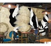 Papel Pintado Retro Abstracto white Y Negro Mariposa Arte Tema Postre Tienda Bar Restaurante Occidental Fondo Mural De Pared Té De La Tarde Cafetería Papel Pintado,3D,400x280cm