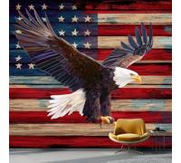 Papel Pintado Retro Americanorojo Águila Calva Estrellas Y Rayas 3D Panorámico No Tejido - Fotomurales Decorativos Para Salón Dormitorio Y Oficina - Diseño Moderno Pared Del Hogar