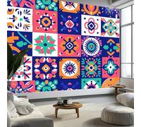 Papel pintado retro con patrón geométrico a cuadros, papel pintado fotográfico colorido, 450 x 315 cm (ancho x alto), mural panorámico para sala de estar, dormitorio, habitación infantil, pasillo