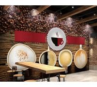 Papel Pintado Retro Grano De Madera Hecho A Mano Tema De Grano De Café Panadería Postre Casa Té De La Tarde Restaurante Occidental Fondo Pared Papel Tapiz Cafetería Mural,3D,350x245cm