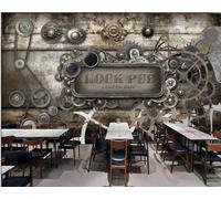 Papel Pintado Retro Metal Gear Música Bar Tema Tienda De Bebidas Té De La Tarde Restaurante Occidental Fondo Pared Papel Tapiz Cafetería Mural,3D,300x210cm
