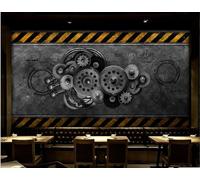 Papel Pintado Retro Nostálgico Engranaje Mecánico Música Callejera Cafetería Té De La Tarde Merienda Bebida Tienda Fondo Pared Restaurante Occidental Papel Pintado Café Mural,3D,350x245cm