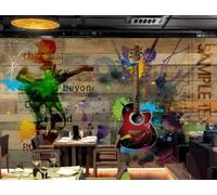 Papel Pintado Retro Nostálgico Música Rock Tablero De Madera Guitarra Bar Club Nocturno Té De La Tarde Cafetería Fondo Mural Restaurante Occidental Papel Pintado,3D,430x300cm