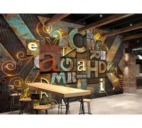 Papel Pintado Retro Nostálgico Óxido Letras Tridimensionales Música Tema Bar Restaurante Occidental Fondo Mural De Pared Té De La Tarde Cafetería Papel Pintado,3D,150x105cm