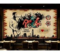Papel Pintado Retro Nostálgico Pared De Ladrillo Letras De Graffiti Música Rock Bar Té De La Tarde Aperitivos Tienda De Bebidas Fondo De La Pared Restaurante Occidental Papel Pintado Cafe Mural,3D,25