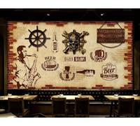Papel Pintado Retro Nostálgico Pared De Ladrillo Timón Letras De Graffiti Música Bar Té De La Tarde Aperitivos Tienda De Bebidas Pared De Fondo Restaurante Occidental Papel Pintado Café Mural,3D,350x