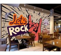 Papel Pintado Retro Nostálgico Rock Graffiti Música Cartel Informal Té De La Tarde Tienda De Bebidas Bar Fondo Pared Restaurante Occidental Papel Pintado Café Mural,3D,400x280cm