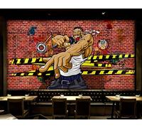 Papel pintado retro pared de ladrillo pintado a mano música rock bar pintura decorativa cafetería restaurante mural, 3D, 430x300cm