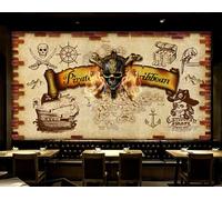 Papel pintado retro pared de ladrillo pintado a mano velero música bar pintura decorativa cafetería restaurante mural, 3D, 300x210cm