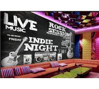 Papel Pintado Retro Pintado A Mano Letras Inglesas Música Rock Tema Bar Restaurante Occidental Fondo Mural De Pared Té De La Tarde Cafetería Papel Pintado,3D,400x280cm