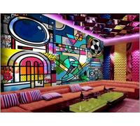 Papel Pintado Retro Pintado A Mano Popular Graffiti Música Fútbol Tema Bar Restaurante Occidental Fondo Mural De Pared Té De La Tarde Cafetería Papel Pintado,3D,300x210cm