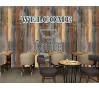 Papel Pintado Retro Tablero De Madera Pintado A Mano Bienvenida Café Pastel Tema Té De La Tarde Restaurante Occidental Fondo Pared Papel Tapiz Cafetería Mural,3D,250x175cm