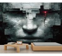Papel pintado robótico oscuro con fragmentos geométricos, papel pintado personalizado, tecnología futura, murales de pared para dormitorio, sala de estar, dormitorio, habitación de niños, póster de