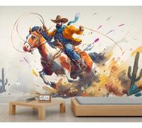 Papel Pintado Rústico del Oeste con Temática Vaquera Abstracto con Caballos y Estilo Vintage Murales Vaqueros para Paredes Ideales para Dormitorios Salas de Estar Sofás Fondos de TV y Mucho