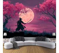 Papel Pintado Sakura Samurái 450×315 Cm, Escenarios Anime Japonés Decoración De Paredes, Personalizable, Rosa Ideal Para Salón, Dormitorio, Baño Y Oficina