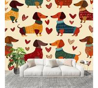 Papel Pintado Salón Dormitorio Abstracto Lindo Perro Salchicha CorazóN - Fotomurales Pared Tejido No Tejido Decorativos Murales MarróN Fotográfico Moderno Decoración de Paredes (300x210 cm)