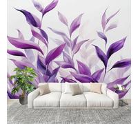 Papel Pintado Salón Dormitorio Dibujado A Mano Plantas Hojas - Fotomurales Pared Tejido No Tejido Decorativos Murales PúRpura Fotográfico Moderno Decoración de Paredes (300x210 cm)