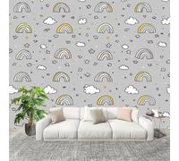 Papel Pintado Salón Dormitorio DiseñO de ArcoíRis Simple - Fotomurales Pared Tejido No Tejido Decorativos Murales Gris Fotográfico Moderno Decoración de Paredes (200x140 cm)