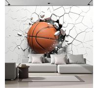 Papel Pintado Salón Dormitorio Rompemuros De Baloncesto 3D, Fotomurales Panorámico Pared Póster De Resumen Deportes Dinámicos Decorativos Murales Grande Fotográfico Salón, 350x256cm