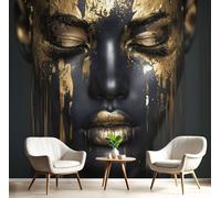 Papel Pintado Salpicadura De Tinta Mujer De Piel Oscura Salón 200x140cm - Fotomurales Pared Seda Estilo De Fotografía Artística Moderna Decor Murales Fotográfico Xxl Moderno Decor De Paredes