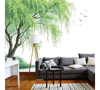 Papel Pintado Sauces Verdes Y Ramas Sauce Papel De Pared, Decoracion Salon Dormitorio Estilo Natural Y Fresco Murales Póster Moderno Fotomurales Decorativos Pared, 150 X 105 Cm