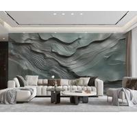 Papel Pintado Simple Tridimensional Verde Oscuro Montañas Ola Patrón De Roca TV Sofá Sala De Estar Fondo Pared Comedor Dormitorio Sala De Estudio Mural,3D,300x210cm