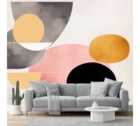 Papel Pintado Simplicidad Modernabloques Geométricos Coloridos Y De Color Rosa 3D Panorámico No Tejido - Fotomurales Decorativos Para Salón, Dormitorio Y Oficina - Diseño Moderno Pared Del Hogar