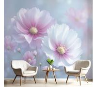 Papel Pintado Sueño Flores, 400Anx280Al cm, Cosmos Pared Murales Decorativos Pared Papel Tapiz Impermeable Para Cocina Baño, Fotomurales Pintura Arte Sala, Rosa y blanco