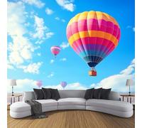 Papel Pintado Sueño - Fotomurales Pared Tejido Azul de seda Decorativos Murales Fotográfico XXL Globo Aerostático En El Cielo Azul Moderno Decoración de Paredes,150×105cm per Soggiorno