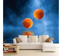 Papel Pintado Tejido No Tejido 200 x 140 cm (An x Al), Azul Oscuro Fotomurales - Fantasía Relámpago Deportes Baloncesto Decoración de Pared con Murales Decorativos