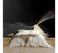 Papel pintado tejido no tejido Abstracto Moderno Piano Música Nota Musical 200 x 140 cm, Fotomurales 3D Decoración de Pared - Murales para Pared de Dormitorio y Salón Negro