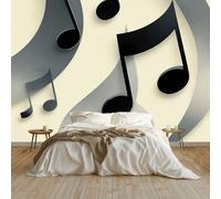 Papel pintado tejido no tejido Abstracto Notas Musicales Música Arte Moderno 200 x 140 cm, Fotomurales 3D Decoración de Pared - Murales para Pared de Dormitorio y Salón Beige