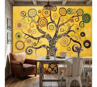 Papel pintado tejido no tejido,Fotomurales Inspirado por Gustav Klimt Remolino y Árbol de la Vida de Dot 200x140cm Decorativos Murales resistente, transpirable y fácil de instalar