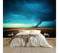 Papel pintado tejido no tejido Horizonte Nubes Oscuras Relámpagos Tornado 400 x 280 cm, Fotomurales 3D Decoración de Pared - Murales para Pared de Dormitorio y Salón Azul