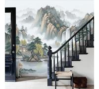 Papel pintado tejido no tejido Mural 250x175cm Waldbach |Decoración De Pared Sala Cuarto |paisaje Arquitectura tradicional, resistente, transpirable y fácil de instalar