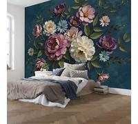 Papel Pintado Tela no Tejida 250 x 175 cm - Elegante Floral Rosa Fotomurales, Decoración Murales de pared Peonía Margarita, para Pared Sala de Estar y Dormitorio Oficina
