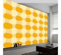 Papel Pintado Temas Geométricos Lunares Cuadrículas 450 x 280 cm Fotomurales decorativos modernos de pared en tejido no tejido Amarillo, para murales fotográficos para salón o dormitorio